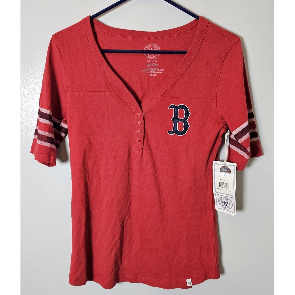 Boston Red Sox 47 Brand Playoff Tee Embroidered "B" Women's Size M NWT